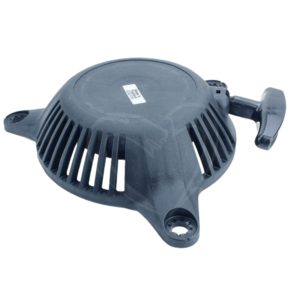 Black recoil starter assembly with pull handle designed for tools and home improvement tasks
