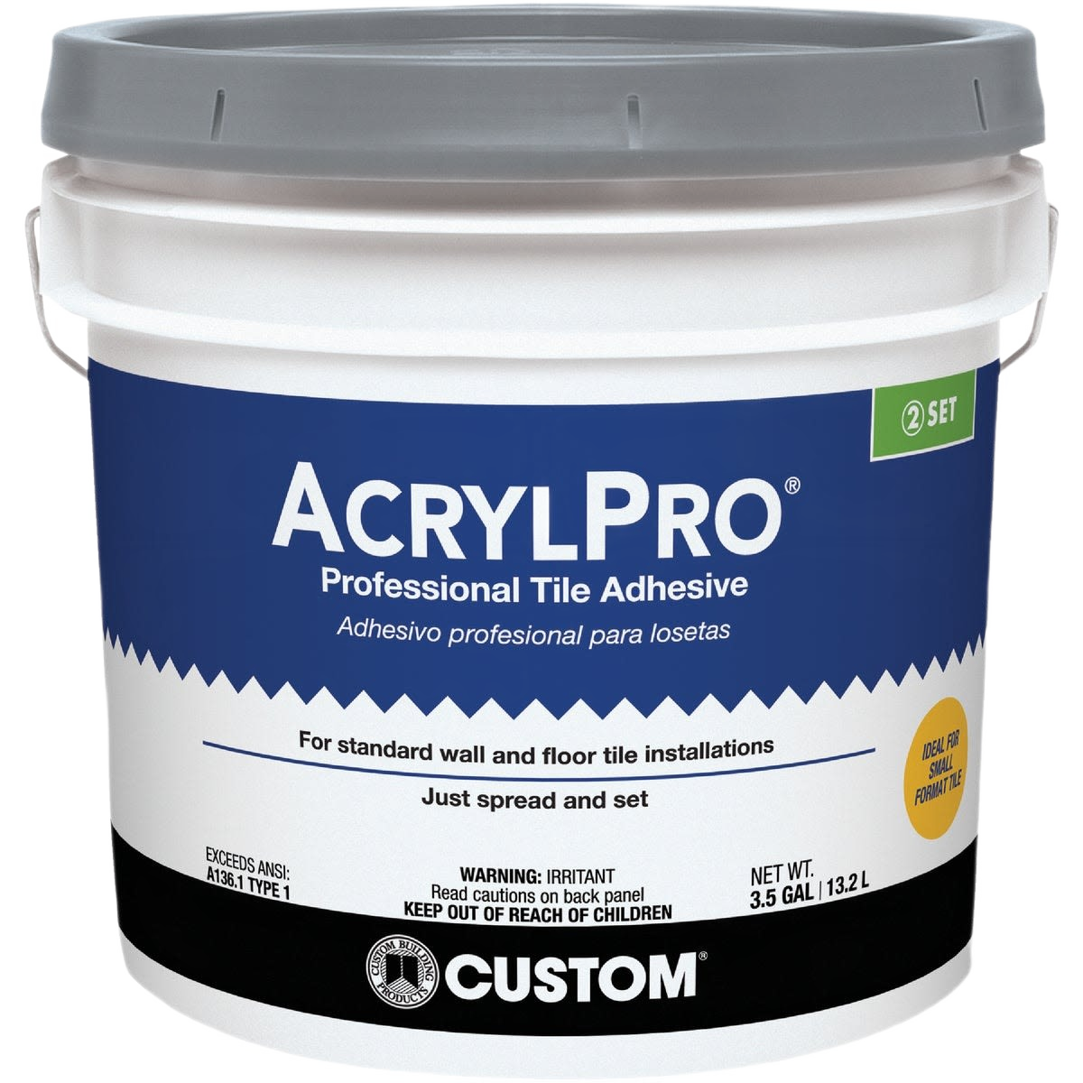 3.5-gallon bucket of white AcrylPro tile adhesive for flooring tools and home improvement projects under $100 collections