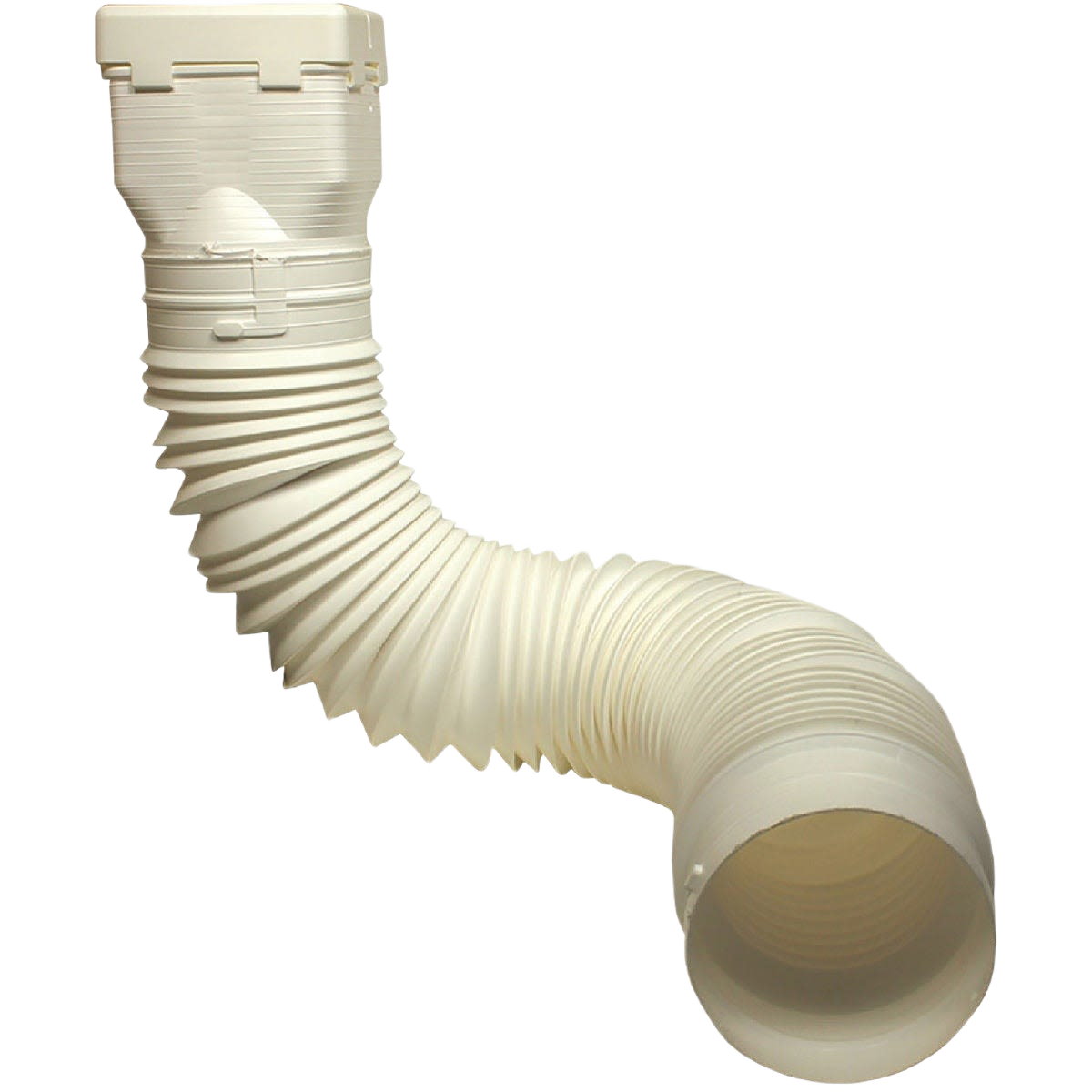 White adjustable ground downspout extender with flexible corrugated tubing for home improvement tasks