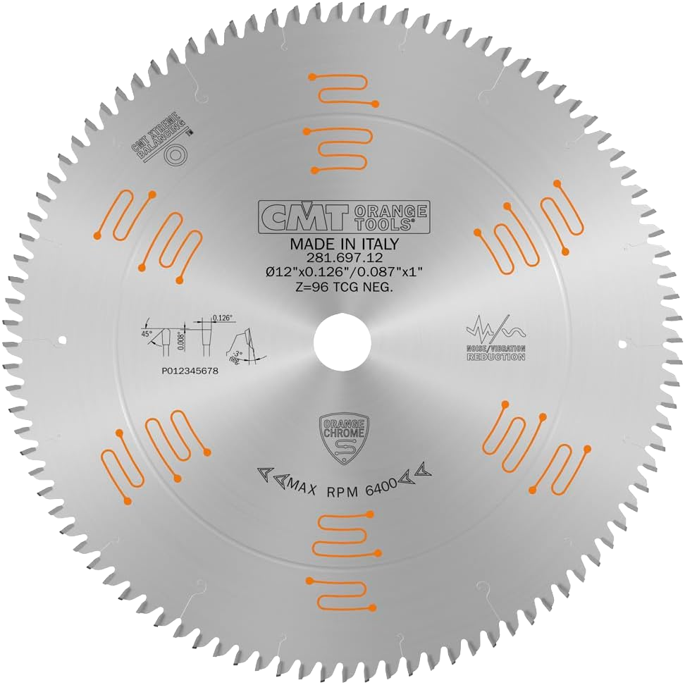 CMT Orange Tools 12" 96T Double-Sided Laminate & Melamine Saw Blade