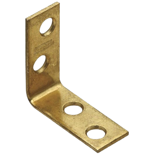 Brass steel corner brace with pre-drilled holes for reinforcing furniture and building hardware projects under $50 collections