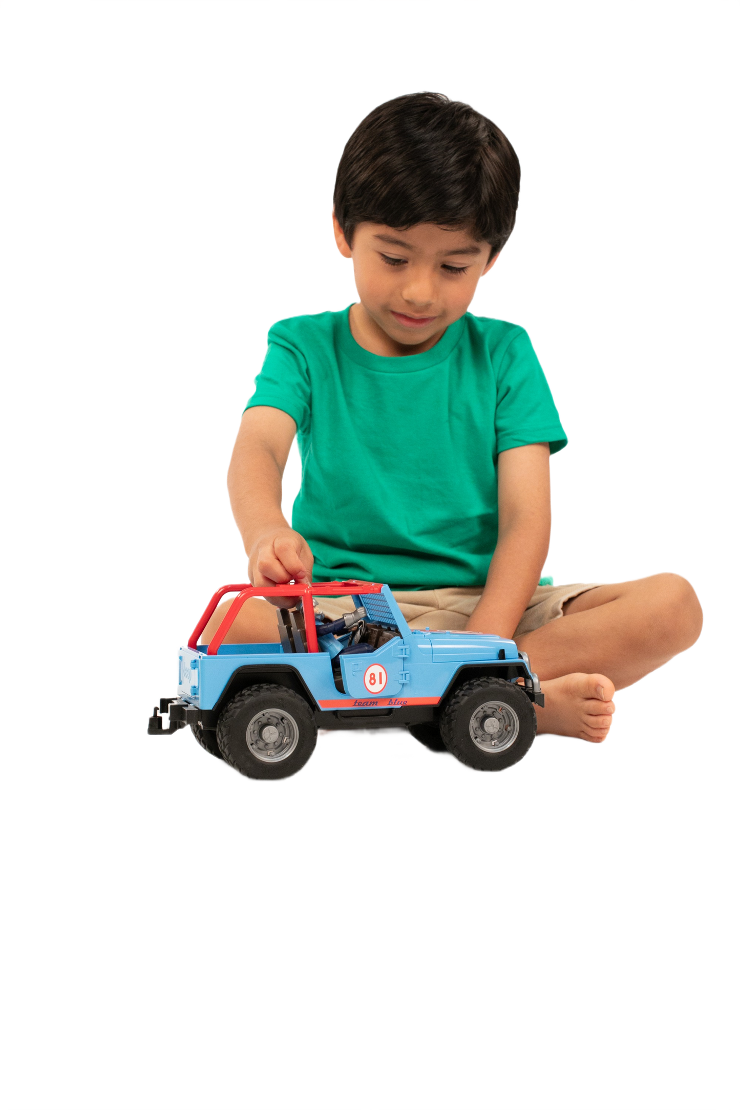 Young child playing with Bruder Jeep Cross Country Racer Blue w/ Driver in Toys & Games and Vehicles & Remote Controlled Toys collections