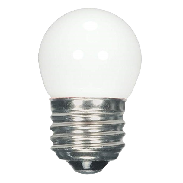 Compact white glass LED bulb with medium metal base for lighting and electrical home improvement projects