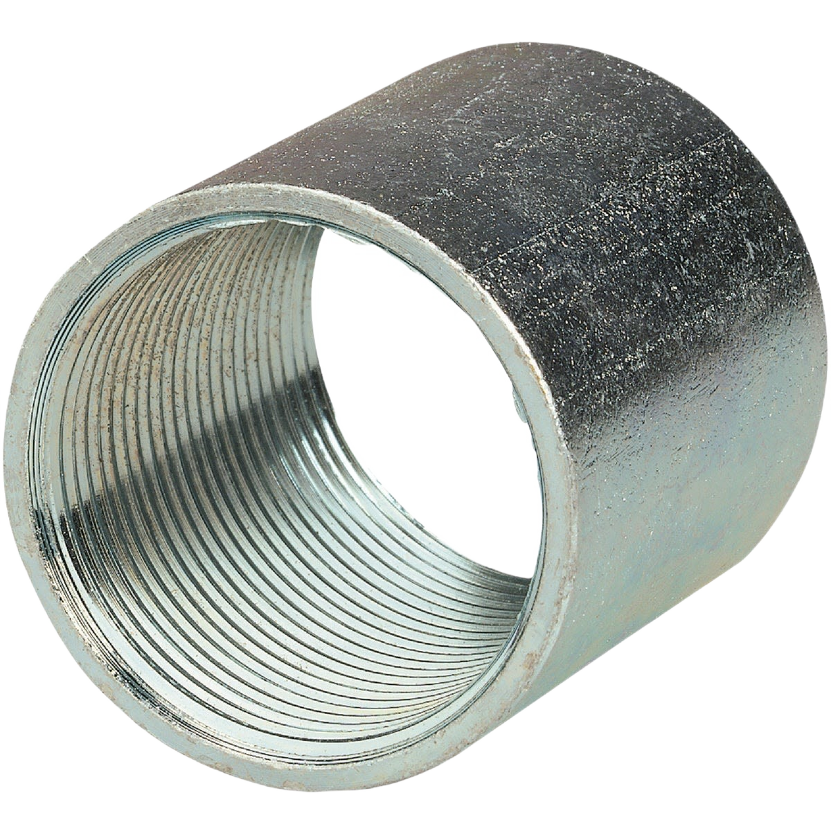 Heavy-duty galvanized steel threaded conduit coupling for electrical conduit fittings and home improvement projects