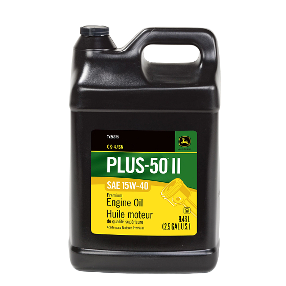 John Deere TY26675 Premium Engine Oil, Plus-50™ II SAE 15W-40 API CK4/SN (2.5 Gallon), 2-Pack