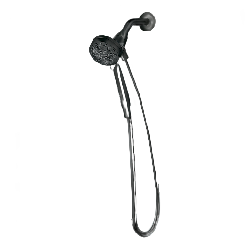 Matte black handheld showerhead with flexible hose and multiple spray settings for bathroom faucet and plumbing updates