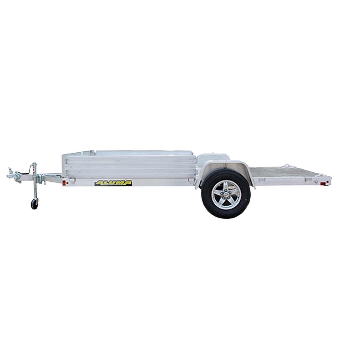 Lightweight aluminum utility trailer with bi-fold tailgate and single axle for versatile hauling and home improvement tasks