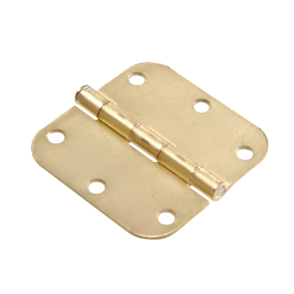Hardware Essentials 3-1/2" Round Corner Door Hinge Satin Brass, 3-Pack