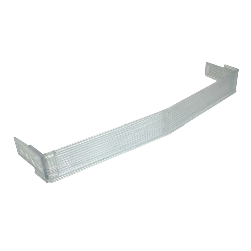 Transparent plastic headlight lens cover designed for replacement in John Deere equipment lighting assemblies