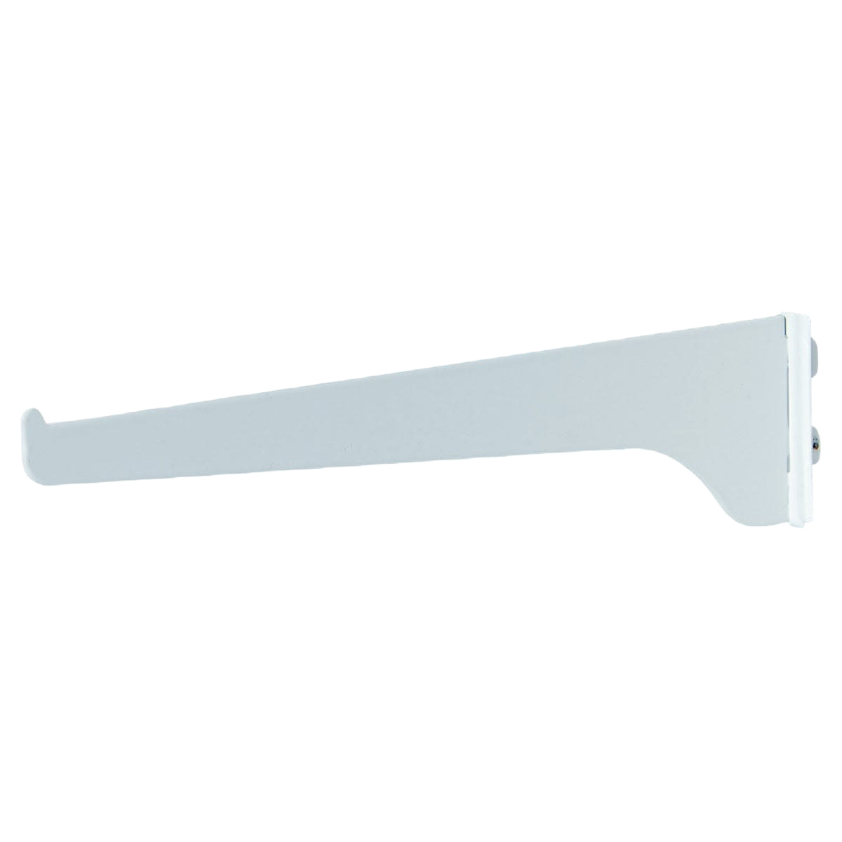 White steel regular-duty shelf bracket designed for storage and organization in shelving accessories collections