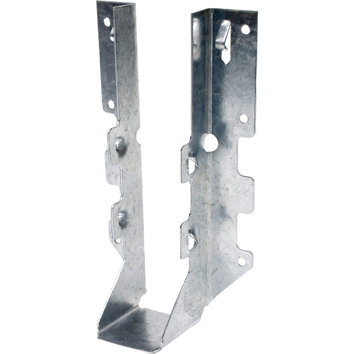 Galvanized steel joist hanger for 2 x 8 lumber, durable fastener for lumber and building materials projects