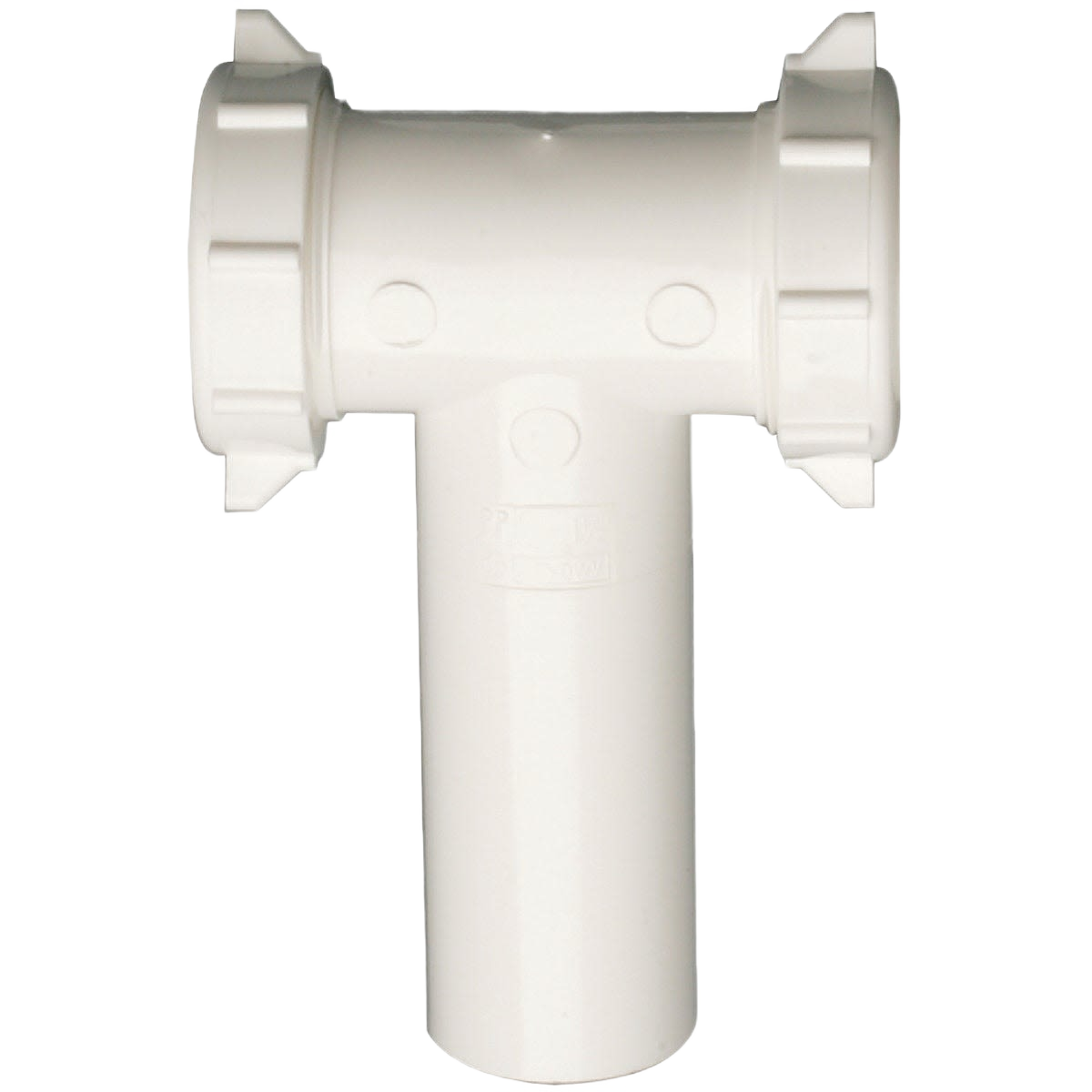 White plastic center outlet tee with slip-joint connections for plumbing repairs in Plumbing Parts & Repair and Drain Repair collections