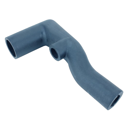 Black molded rubber hose with angled bends designed for hydraulic pump manifold use in tools and home improvement tasks