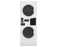White commercial gas stack washer and dryer with card reader option from Appliance Laundry Centers collection