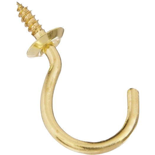 Solid brass cup hook with screw end for corrosion resistance in hardware and fasteners under $50 collections