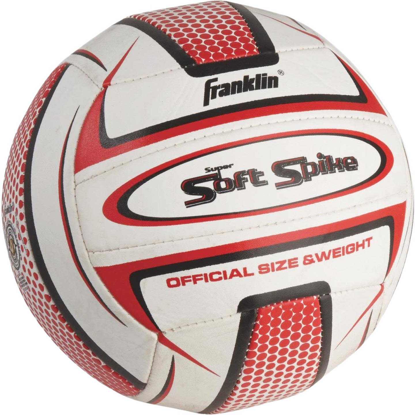 White and red beach volleyball with soft spike texture and official size and weight for outdoor play