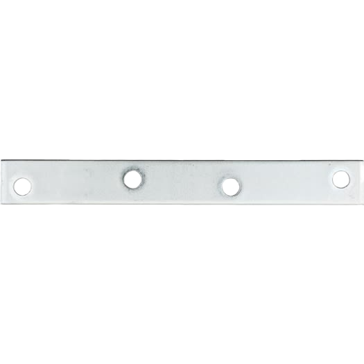Zinc-plated steel mending plate with four countersunk holes for reinforcing and splicing in building hardware projects