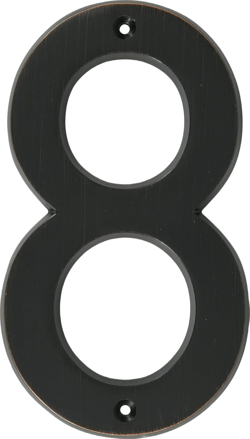 Old World Bronze house number 8 in metal finish for home improvement and hardware signage projects under $50