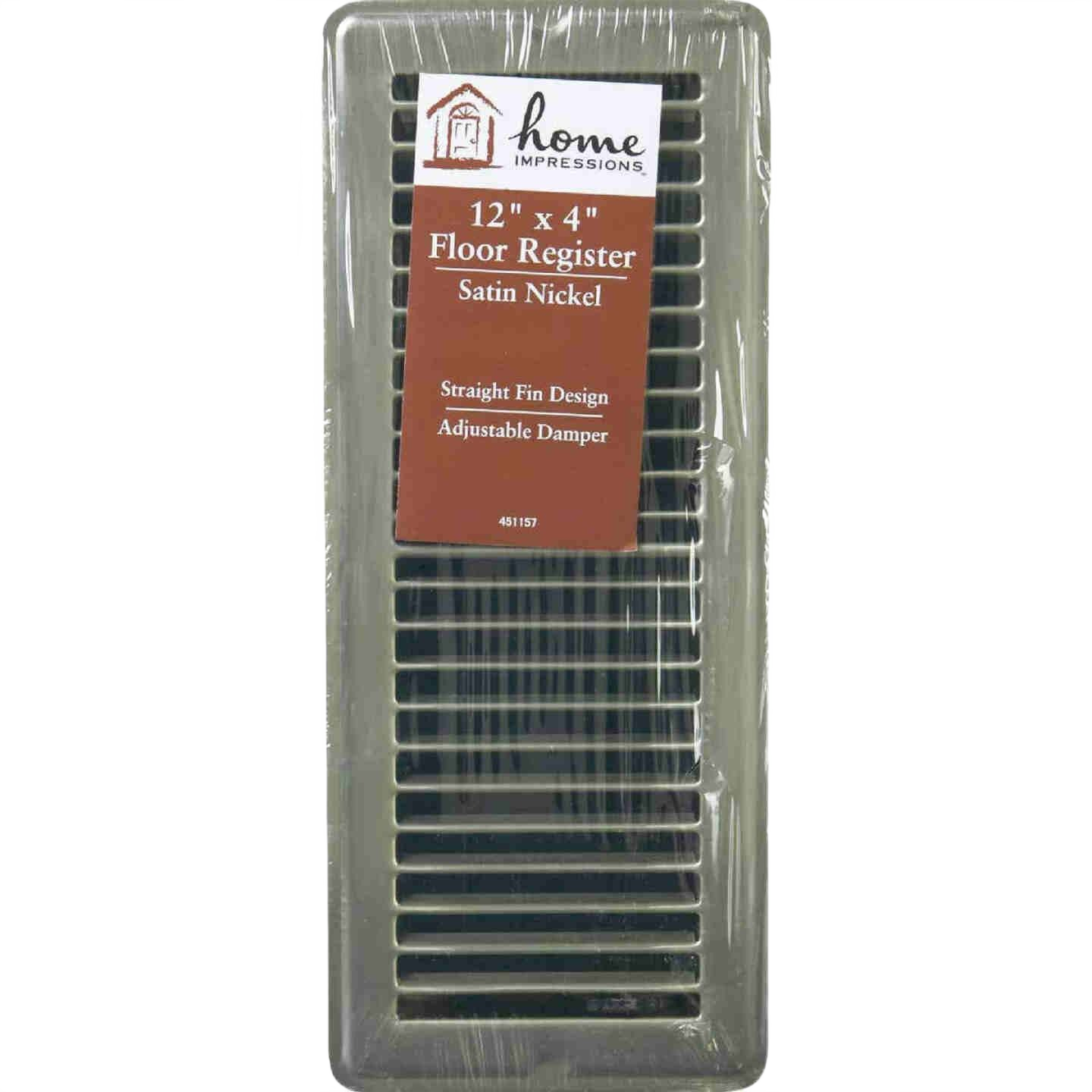 Steel floor register with satin nickel finish and adjustable damper for home improvement under $50.