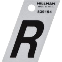 Black and silver reflective Mylar sticker letter R for hardware and home improvement use under $25 collection