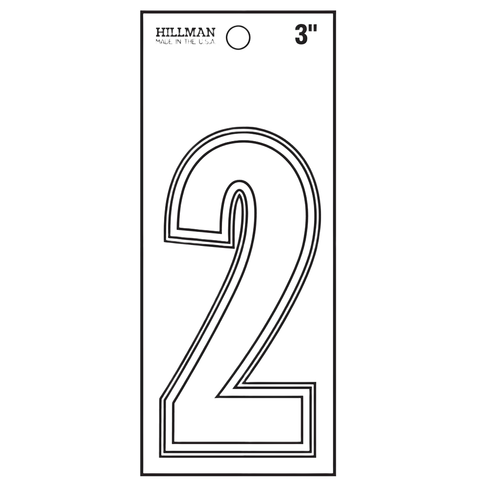 White matte vinyl die-cut number 2 sticker for home improvement projects in Hardware and Under $50 collections