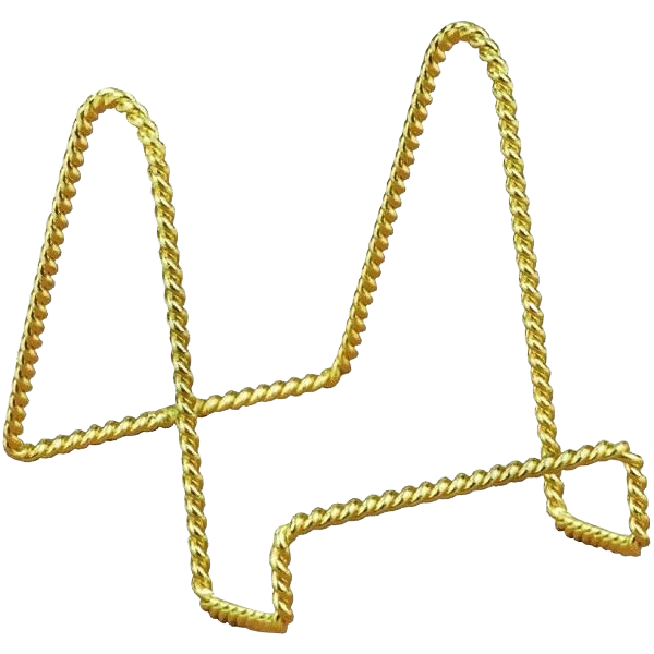 Brass twisted wire stand ideal for displaying plates or artwork in Home Accents and Home Decor collections