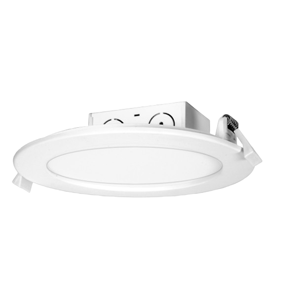 White edge-lit LED downlight fixture with metal junction box for lighting and electrical home improvement projects under $50 collections