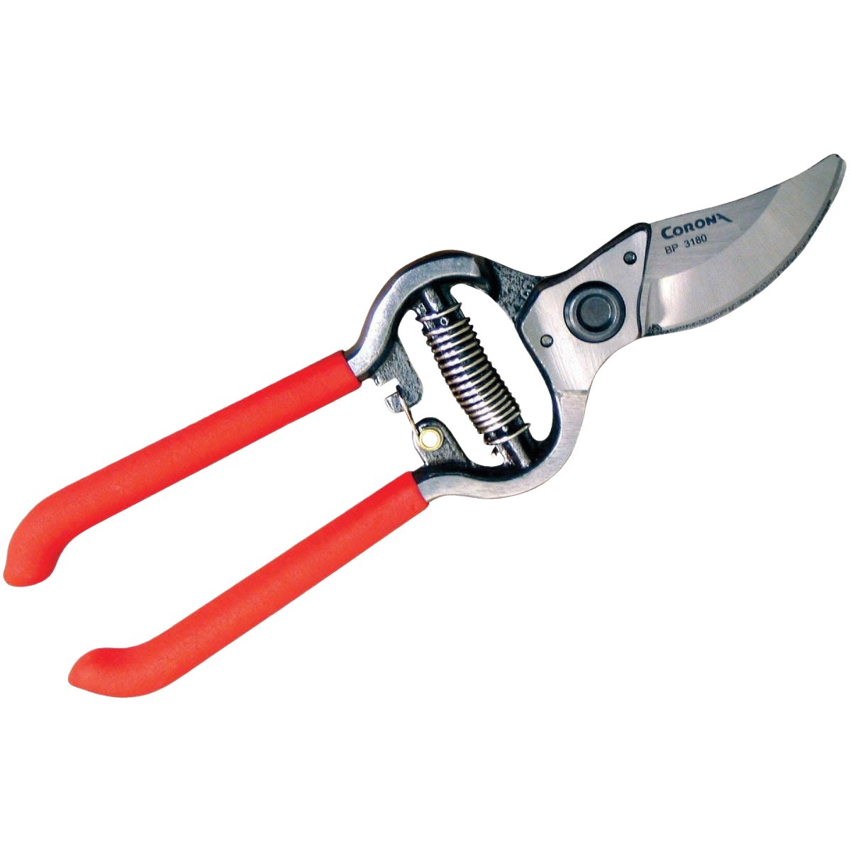 Classic cut bypass pruner with wire cutting notch and red cushioned handles for gardening and home improvement tasks