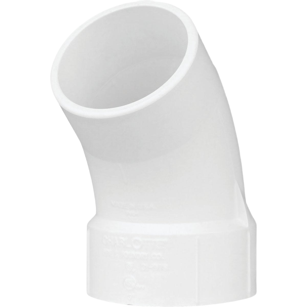 White 3-inch PVC elbow with 45-degree angle for plumbing in pipes & fittings and home improvement collections under $50