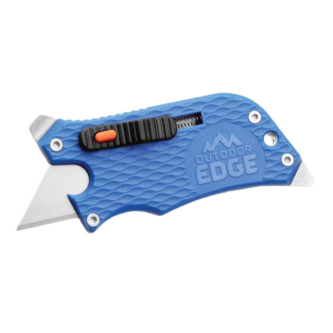 Compact blue outdoor utility knife with retractable blade and textured grip for cutting and woodworking tools under $50 collection