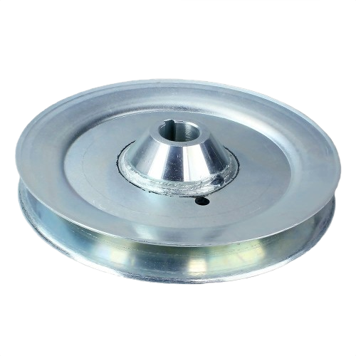 Metal center sheave with smooth groove and machined hub for use in tools and home improvement projects
