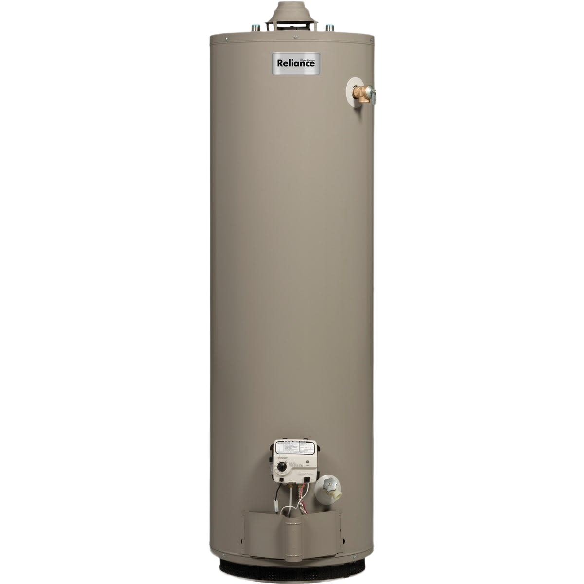 Tall natural gas water heater in neutral finish designed for efficient home improvement tasks