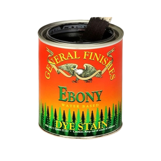 Open can of ebony water-based dye stain with brush for wood finishing in Paint & Supplies under $50 collection