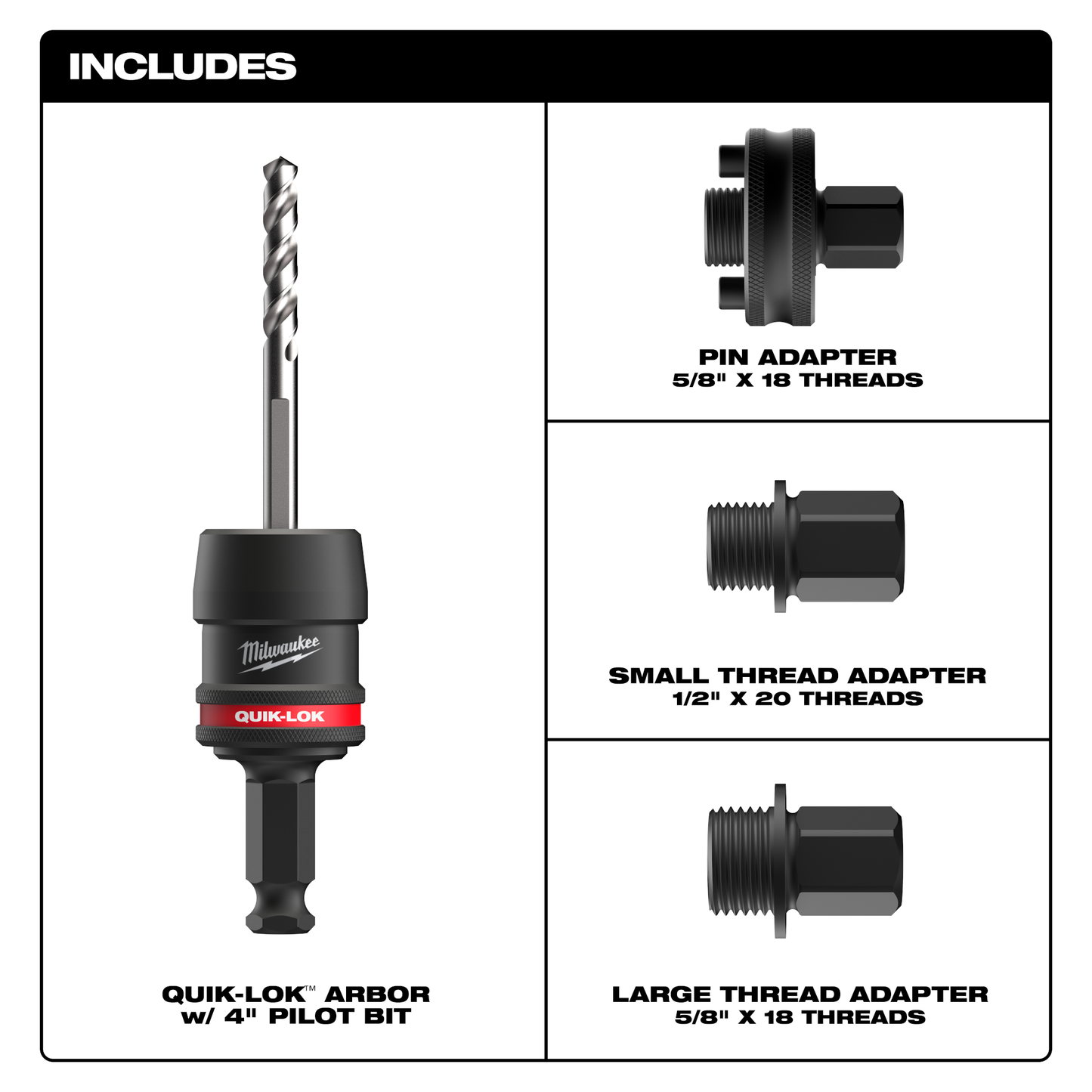Milwaukee 5PC 7/16" QUIK-LOK™ Arbor Set