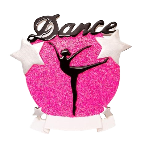 Pink glitter ornament with black dance silhouette and silver stars from Christmas Ornaments & Tree Decorations under $50 collection