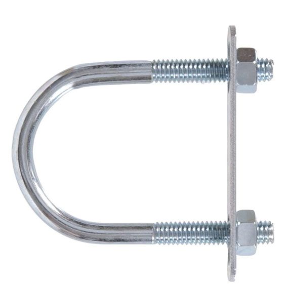 Zinc-plated steel U-bolt with plate and hex nuts for secure fastening in hardware and fasteners under $50 collection
