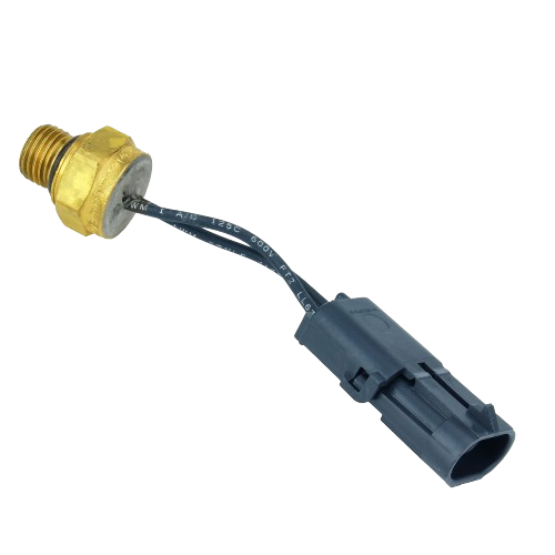 Temperature switch with brass threaded body and black electrical connector for John Deere parts and lubricants collections