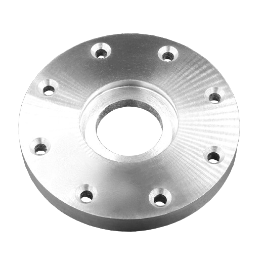 Circular silver face plate ring with multiple mounting holes for woodworking tools and home improvement use