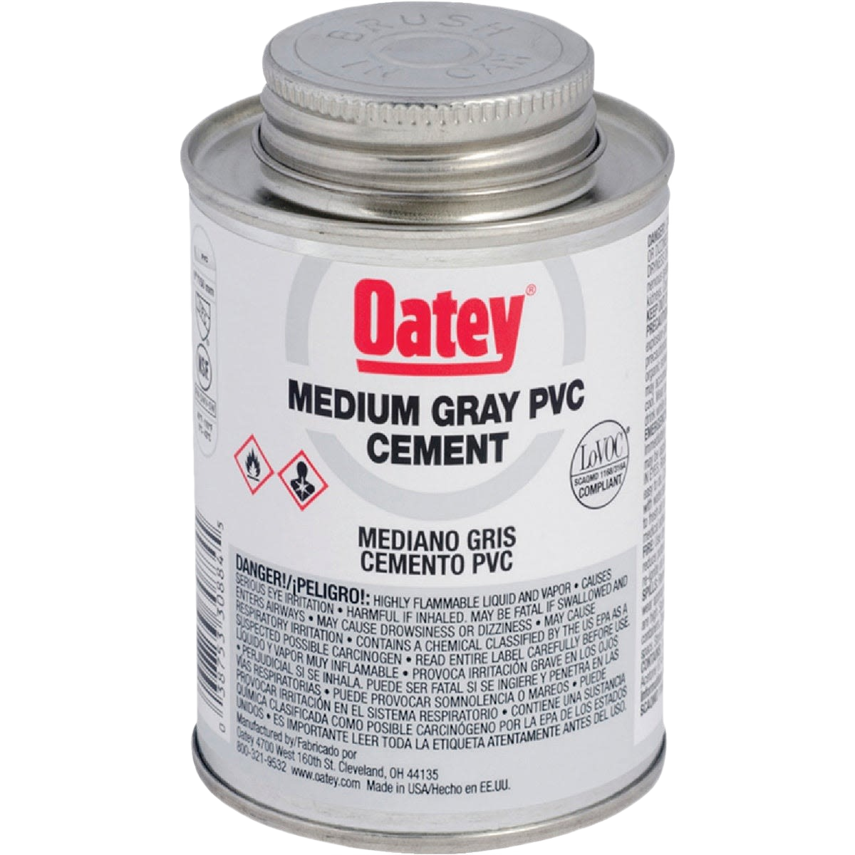 Oatey medium gray PVC cement can for plumbing repair in pipe cement and plumbing accessories under 50 collection