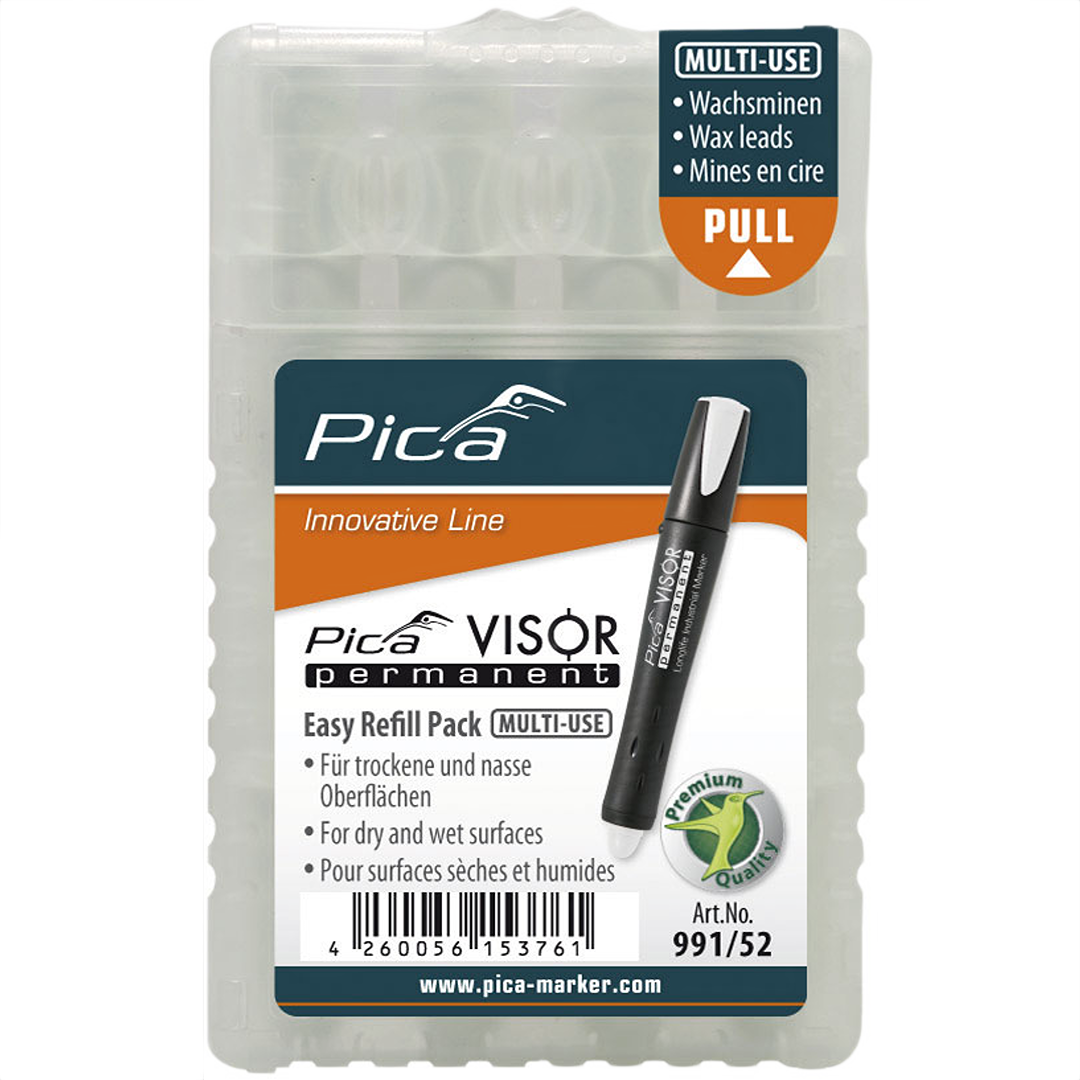Pack of white wax refills for marking on dry and wet surfaces, part of Hand Tools and Measuring Tools collections.