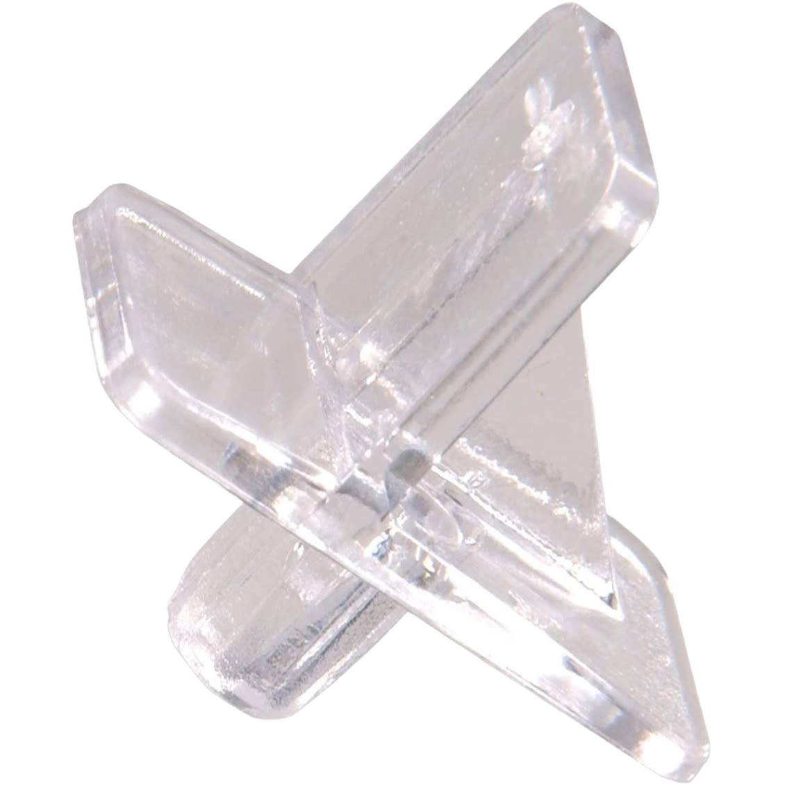 Clear plastic shelf support peg with 1/4-inch pin for organizing and mounting shelves in storage and shelving accessories collections