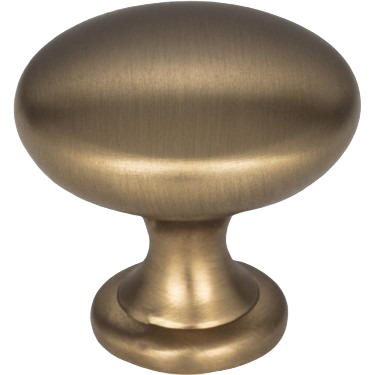 Oval satin bronze cabinet knob with smooth finish for furniture hardware and home improvement projects