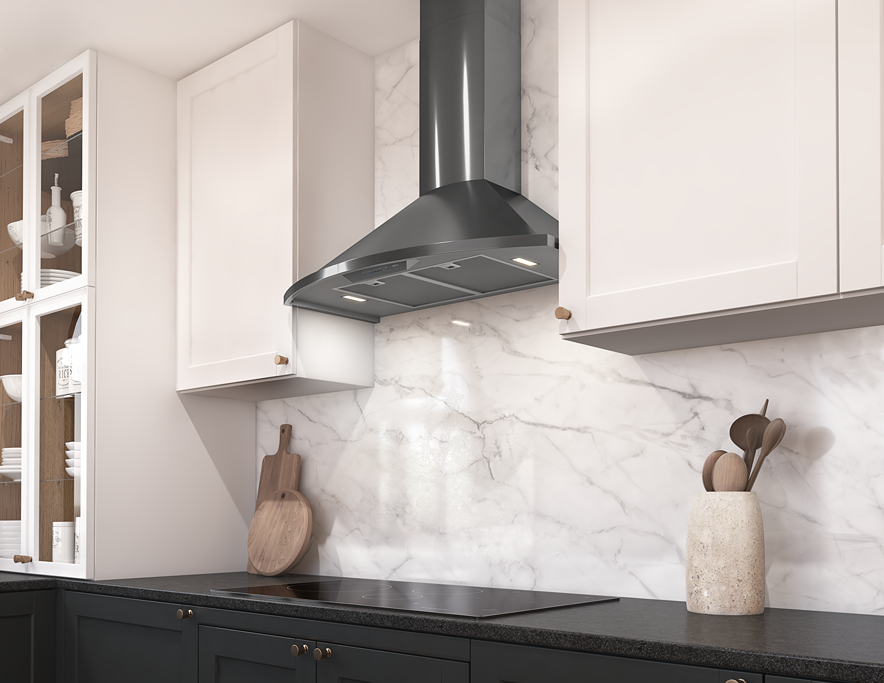 Savona Chimney Hood 36" LED 600CFM, Blk SS