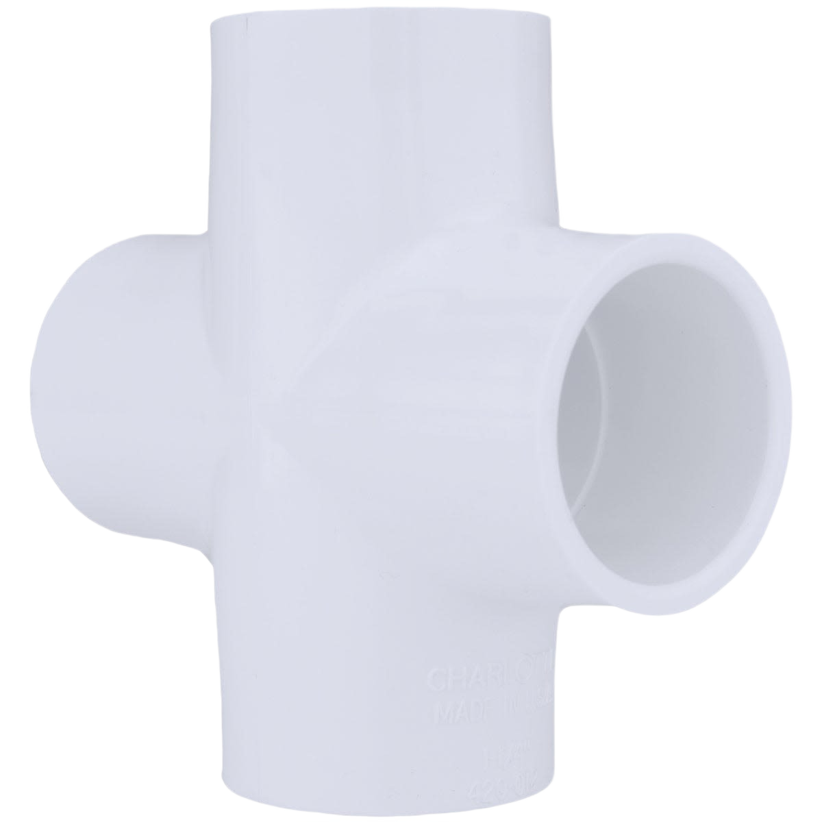 White PVC cross fitting with four slip connections for plumbing in Pipes & Fittings and Home Improvement collections under $50