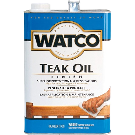 One-gallon can of Watco Teak Oil finish for wood protection in stains and sealers for home improvement projects