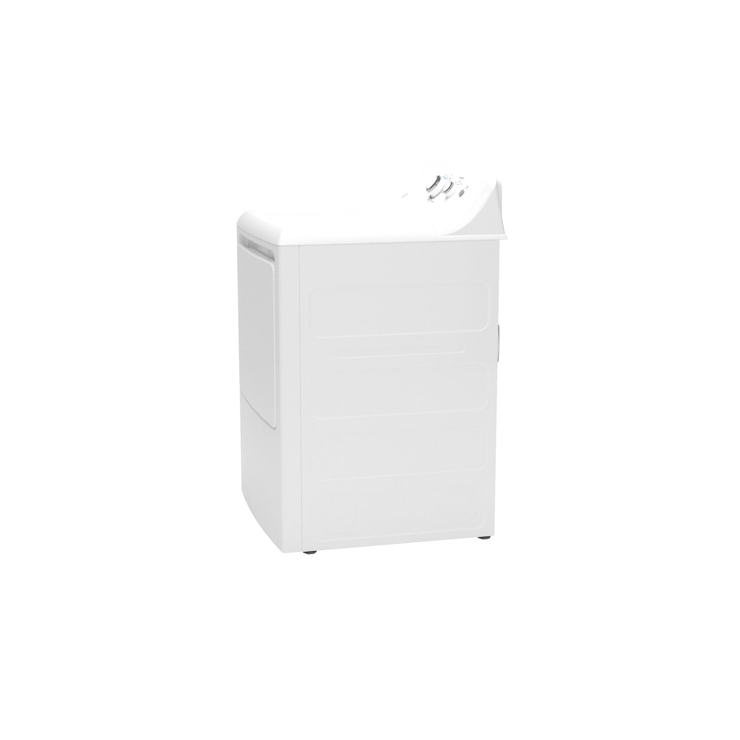 White gas dryer with top control dials and shallow depth design from Dryers and Appliances collection