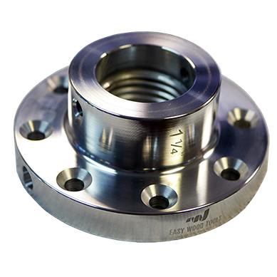Anodized aluminum faceplate with precision CNC machining for woodworking tool accessories and home improvement projects