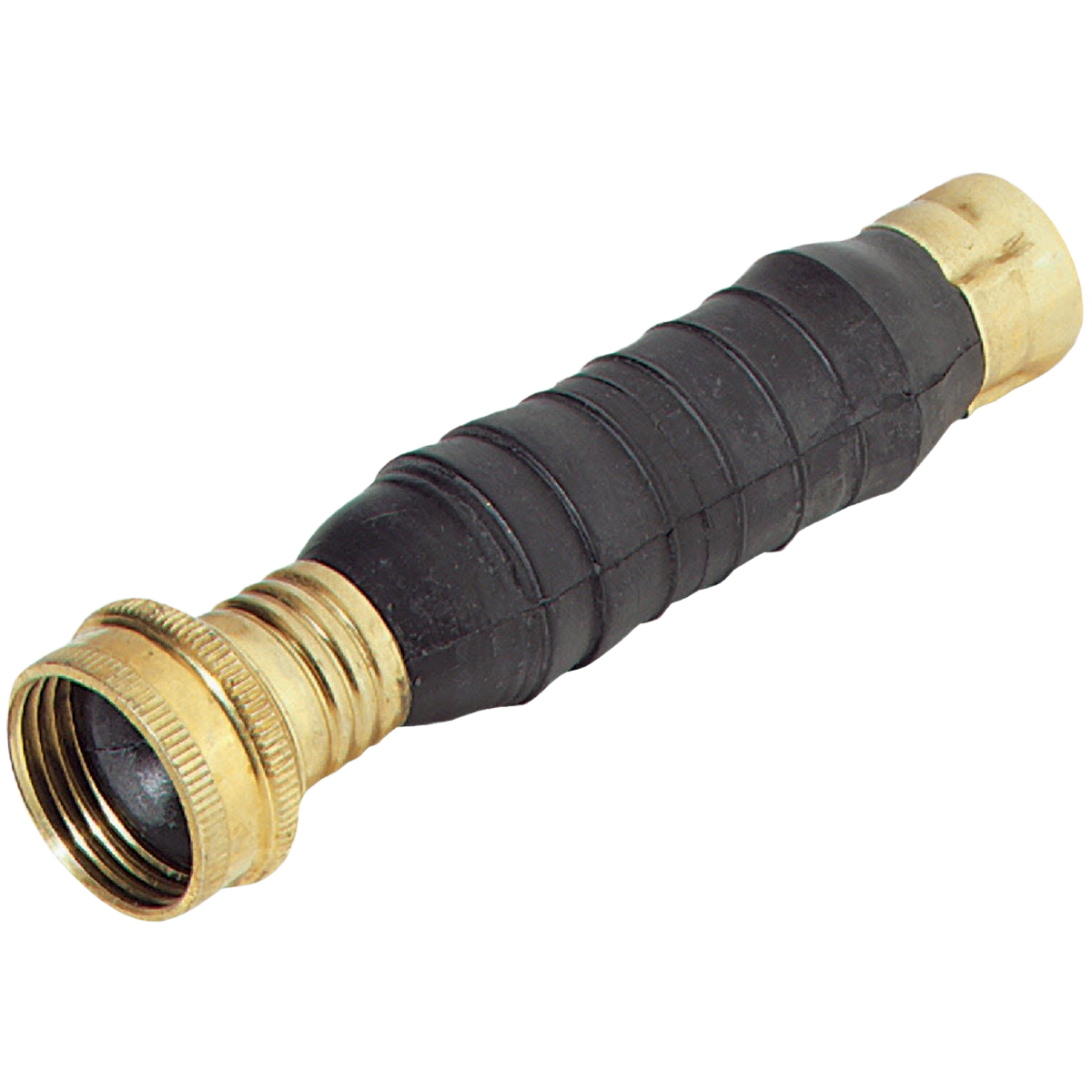 Black rubber water-pressure drain opener with brass fittings for home improvement and plumbing tools use