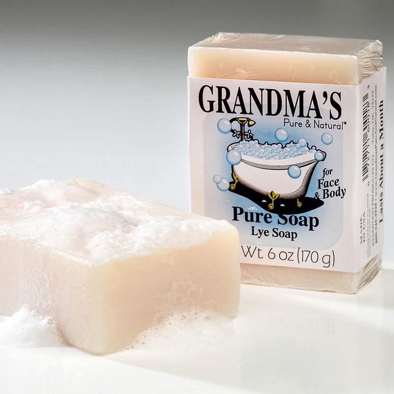 Bar soap bar with lather next to vintage style packaging for Health & Beauty and Under $50 collections