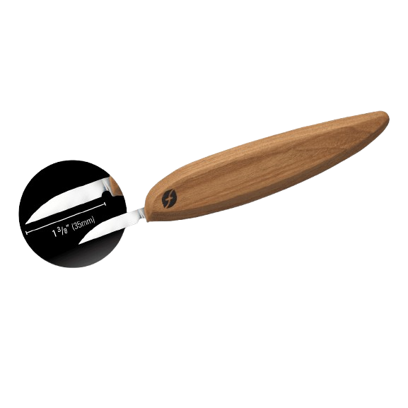 Detail knife with smooth wooden handle and sharp 1-3/8 inch blade for precision carving and home improvement tasks